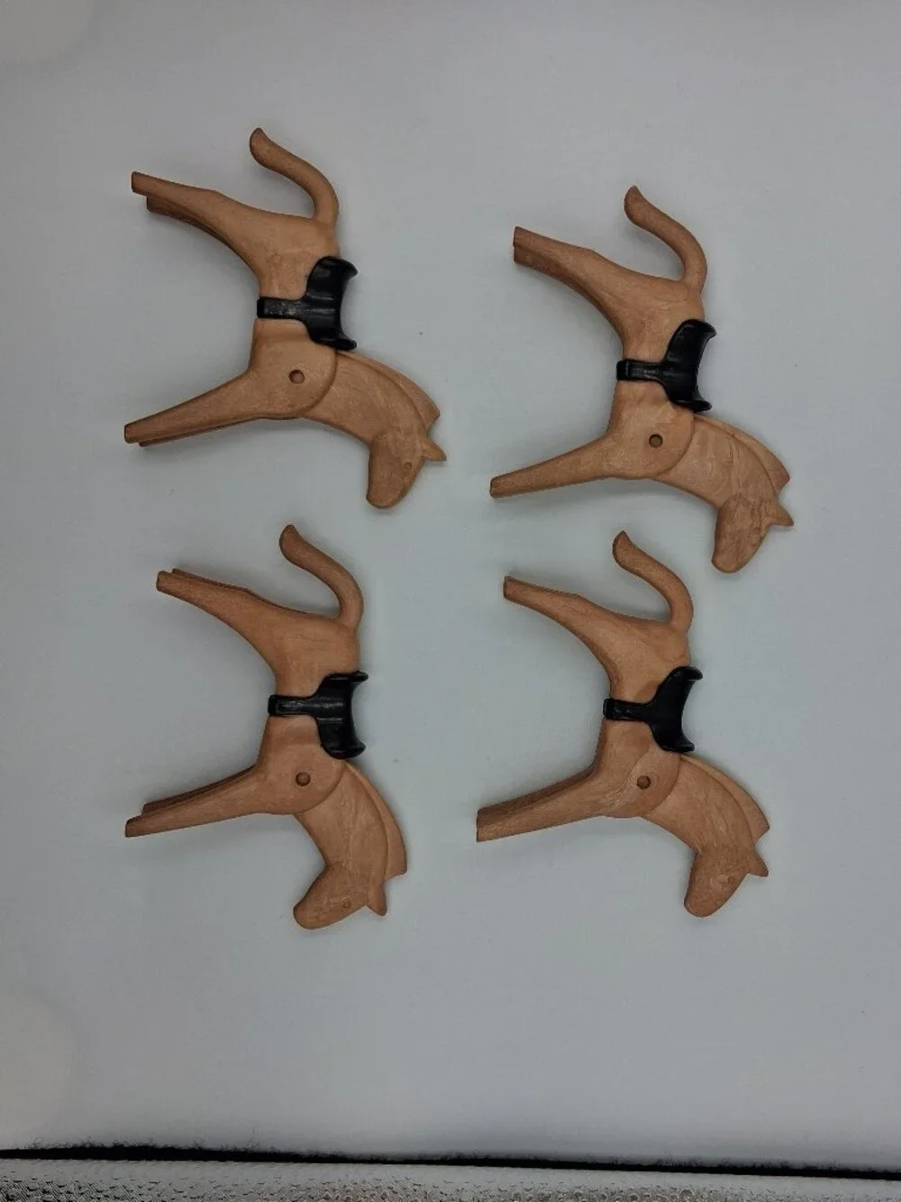 Lot of 4 Vintage 1974 Geobra Playmobil Tan Horse Toy Figures w/Saddles